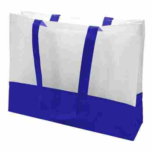 Reusable Recyclable Blue/White Non Woven Flexible Loop Handle Shopping Bags