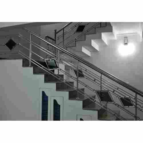 4.26 Feet SS304 Floor Mounting Chrome Finished Stainless Steel Pipes Railing