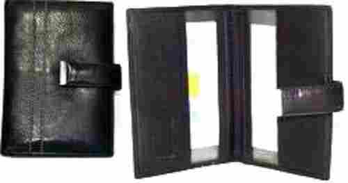 Rectangular Shape Very Spacious And Plain Design Black Color Leather Passport Holder