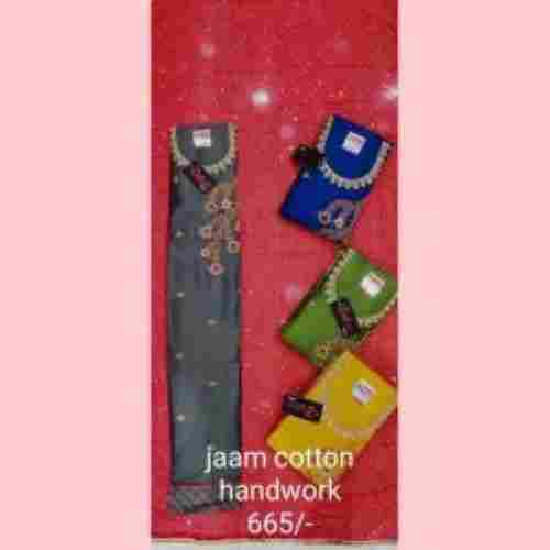 Jaam Cotton Handwork Designer Ladies Suit Fabric And Matching Designer Dupatta With 4pcs Set