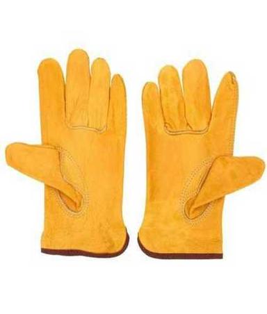 Yellow Full Fingered Industrial Blue Plain Suede Leather Welding Safety Gloves
