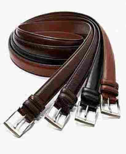Light Weight And Plain Design Mens Leather Belts With Silver Color Metal Buckle For Casual Wear