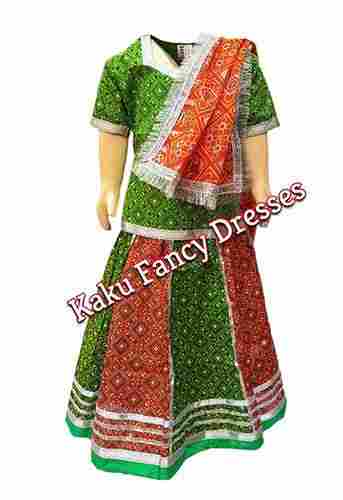 Printed Traditional Rajasthani Cotton Lehanga For School Or Dance Competition