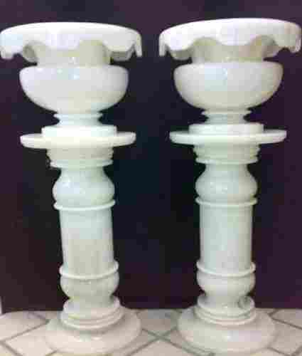 Home, Hotel and Office Use White Plain Marble Flower Pot for Decoration
