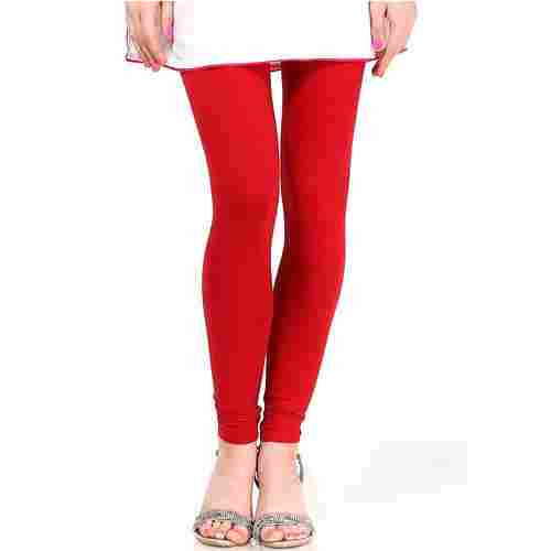 Red Ankle Length Slim Fit Skin Friendly Ladies Casual Plain Lycra Churidar Leggings