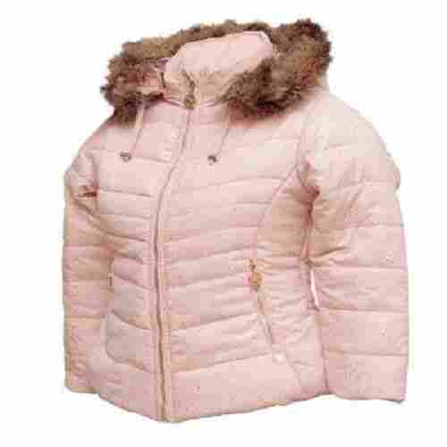 Ultra Soft and Comfortable Baby Pink Girls Jacket with Full Sleeves and Zipper Closure