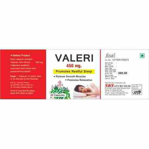 Valerian Root Extract Capsules 450mg With 30 Capsule Packaging For Restful Sleep