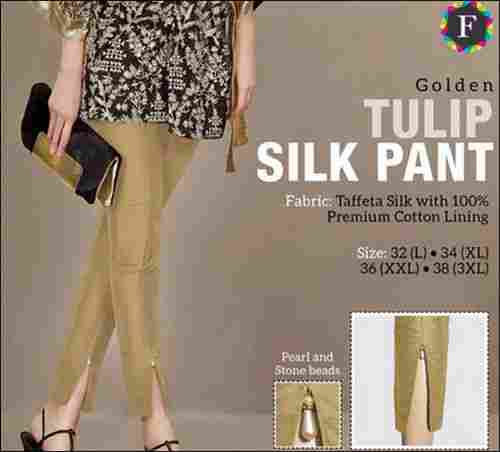 Casual Wear Taffeta Silk With 100% Premium Cotton Lining Pant For Ladies