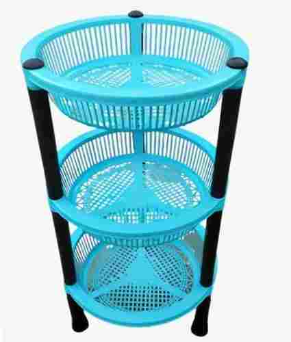 Waterproof Portable 3 Storied Sky Blue Plastic Kitchen Rack, 2 Feet For Home Use