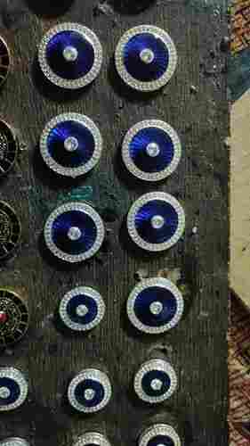 Blue And White Udaipuri Sherwani Button With Round Shape And Glossy Finish