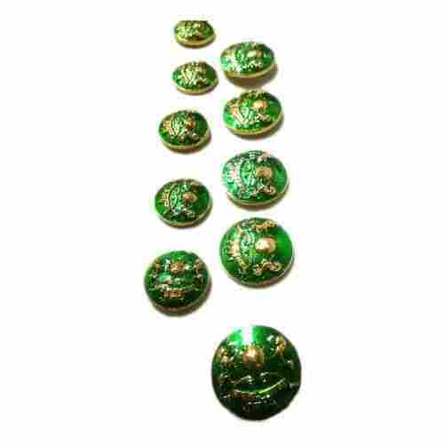 Chouhan Logo Button (Pack of 13 Pieces) With Green & Golden And Glossy Finish