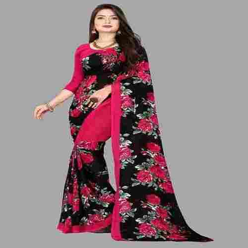 Daily Wear Printed Simple Saree For Women with Unstitched Blouse