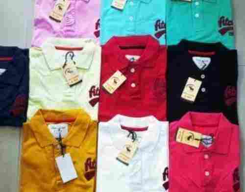 Casual And Regular Wear Multi Color Collared Plain Dyed T Shirts For Mens