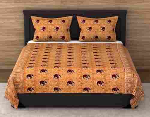 Orange Color Pure Cotton Double Bed Sheet With Pillow Covers