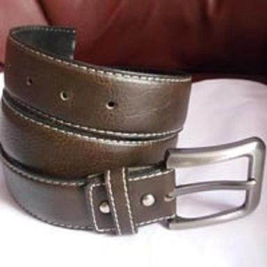 Brown Plain Design Gents Anti Wrinkle Leather Belts For Casual Wear With Silver Color Metal Buckle