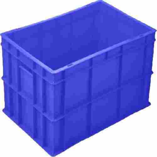 Poly Propylene Made Rectangular Shape Blue Solid Box Style Industrial Storage Crate