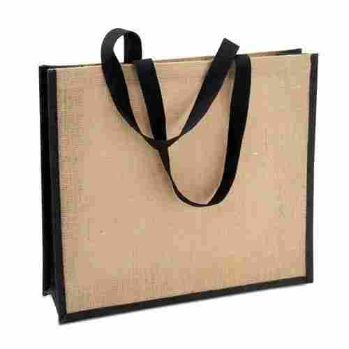 Single Compartment Reusable And Eco-Friendly Loop Handled Plain Jute Lunch Bag With Zipper Closure 