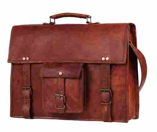 1.5 Kg Weight Very Spacious And Brown Color Rectangular Leather Messenger Bag