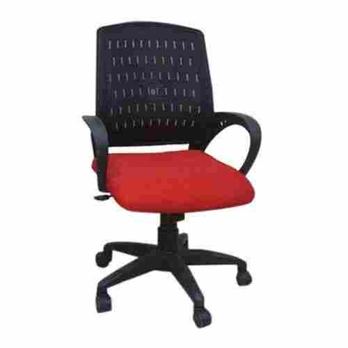 Designer Medium Mesh Back Polyester Seat Revolving Office Chair With Fixed Armrest