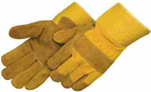 10 to 18 Inch Plain Yellow Leather Safety Gloves for Welding, Industrial and Marine