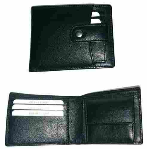 Black Color And Plain Design Very Spacious Rectangular Shape Fold Able Type Leather Gents Wallets