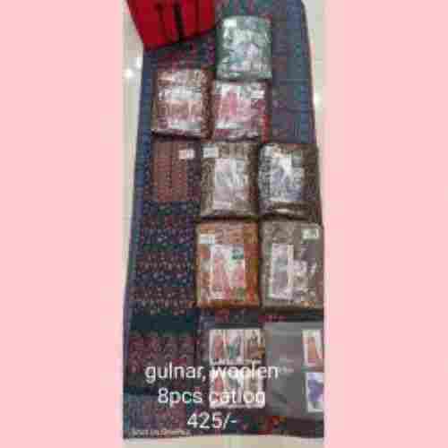 Dark Blue And Red Gulnar Warmth Woolen Suit Fabric And Matching Dupatta (8Pcs Set)