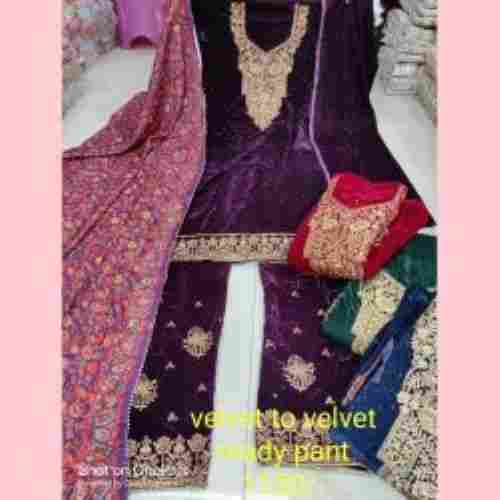 Heavy Extremely Warmth Velvet Ladies Suit And Bottom With Matching Dupatta (4 Pcs Set)