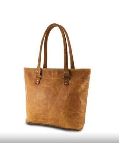 Very Spacious And Light Weight Plain Design Tan Color Ladies Leather Shopping Bag Design: Shoulder Bahg