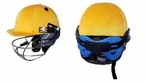 Yellow Powder Coated Steel Wire And Face Guard Grill Carbon Fibre Cricket Helmets With Molded Ear Flap