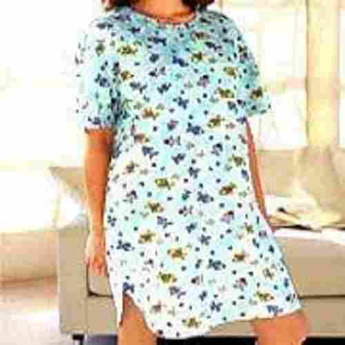 Assorted Color Regular Fit Ladies Round-Neck Half Sleeves Printed Night Gowns