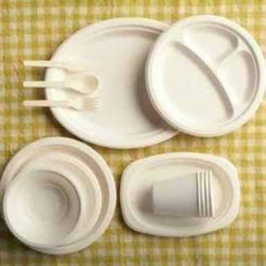 White Multiple Sizes And Shapes Of Disposable Cup, Plate Glass, Bowl And Spoons.