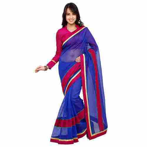 Designer 6.3 Meter Plain Net Saree with Blouse Piece for Formal Wear