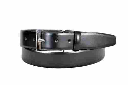Plain Pattern And Black Color Mens Leather Belts With Silver Color Metal Buckle For Casual Wear