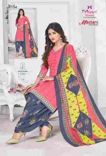 Ladies Designer Red Cotton Printed Salwar Kameez With Dupatta