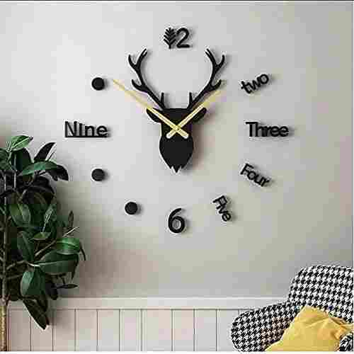3d Deer Acrylic Wall Clock Design For Living Room and Bed Room