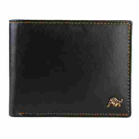 Black Color Mens Genuine Leather Bifold Wallet Slim Wallet With Multi Card Holders