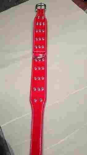 Light Weight And Skin Friendly Red Color Leather Dog Collars With Silver Color Beads