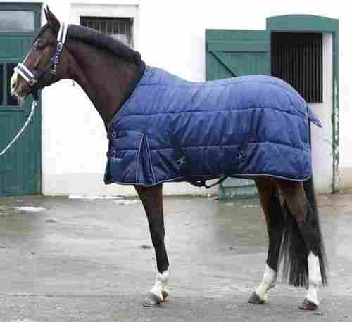 Plain Design And Blue Color 2 Belly Polyester Waterproof Horse Stable Rug With Nylon Lining