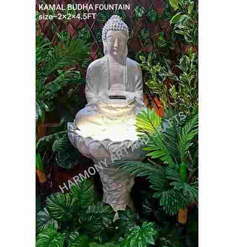 Harmony Art And Craft Decorative Polished Fiber Lotus Buddha Water Fountain With Pillar