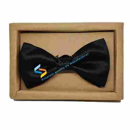 Party Wear Plain Black Unisex Bow Tie With Washable And Microfiber Fabrics