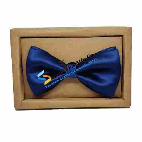 Party Wear Plain Dark Blue Unisex Bow Tie With Washable And Microfiber Fabrics