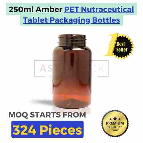 PET Nutraceutical Tablet Packaging Bottles - 250 ml Amber