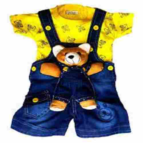 Blue and Yellow Color Regular Fit Trendy Dungaree Baba Suits Sets For Kids