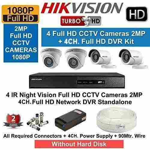 Analog Camera Technology 2 MP Hikvision 4 Nos CCTV System Setup