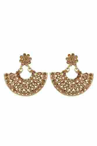 Gold Polished Antique Imitation Earrings For Party Wear