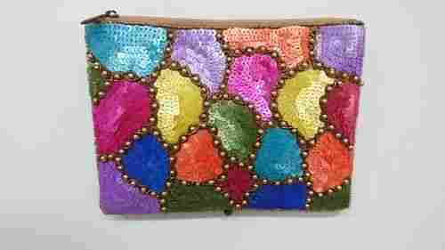 Rectangular Shape Handmade Satin Fabric Embroidery Hand Purse For Party And Casual Wear