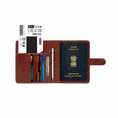 Unisex Folding Brown Leather Passport Holder With 4 Debit/Credit/ATM Card Slots