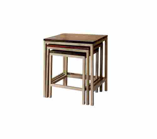 Wooden and Iron Nesting Tables Set