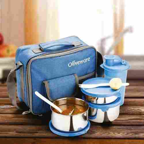 Food Grade Stainless Steel Office Lunch Box (Set Of 3 Container) With Carry Bag