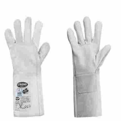 White Leather Safety Hand Gloves Used In Construction Sector